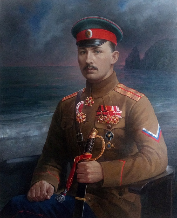 Портрет моего отца  сделан с фотографии на фоне Крым ( исход белой армии)